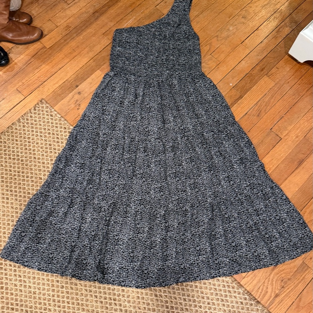 Elegant One-Shoulder Black and White Dress